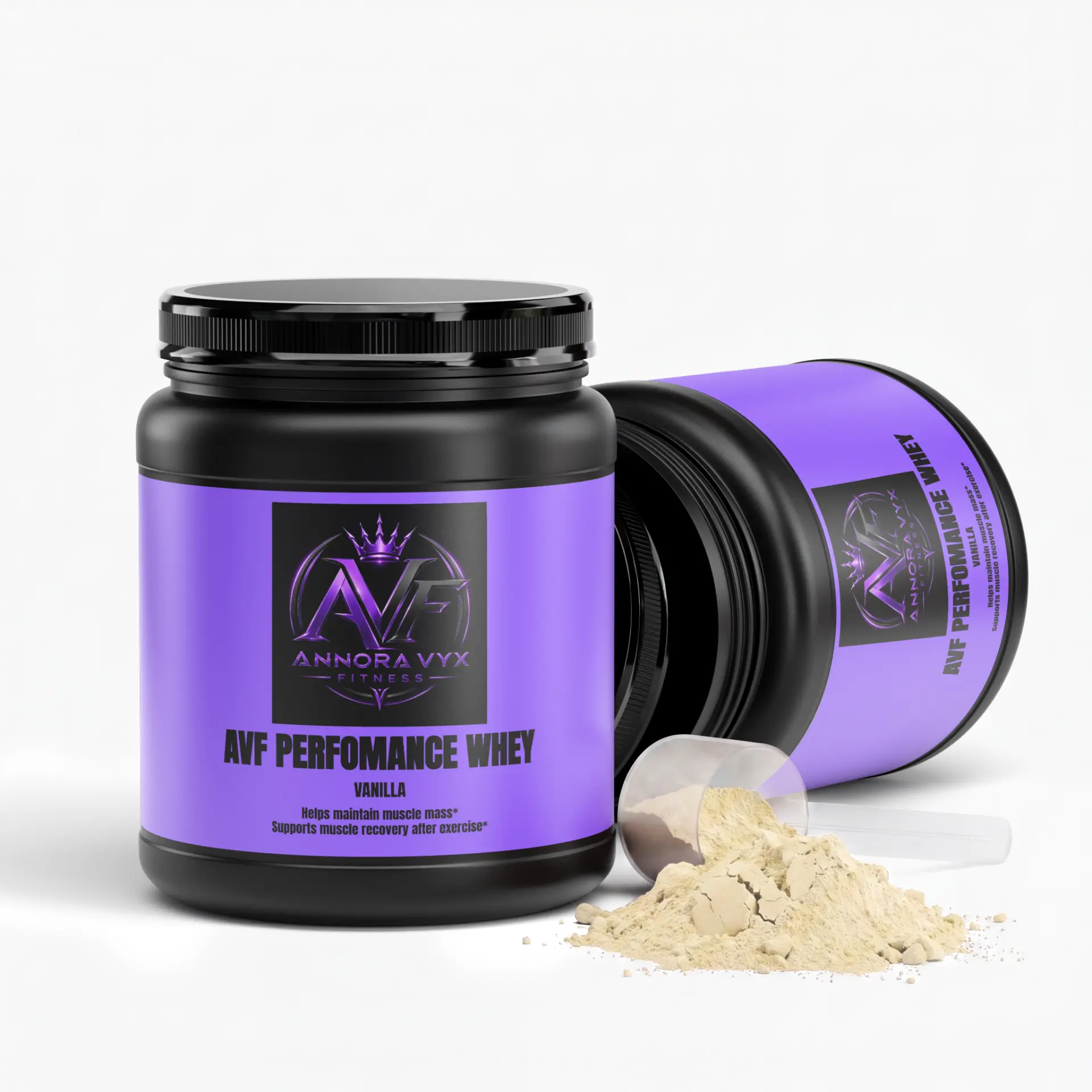 AVF Performance Whey — Vanilla supplement bottle